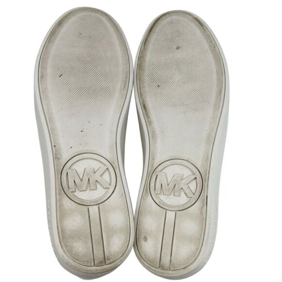 Michael Kors Poppy Metallic Gold Trim White Sneakers Size 8 - Picture 7 of 10